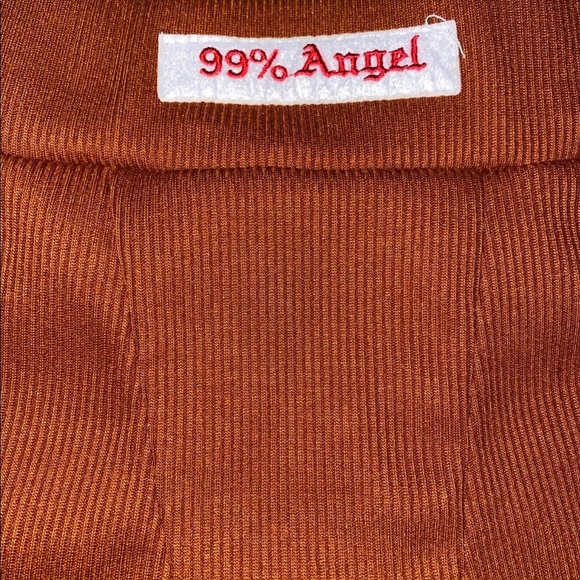 Embroidery Biker Shorts Ribbed Knit Brown High Waist Casual Shorts, Sz Med - Picture 4 of 5